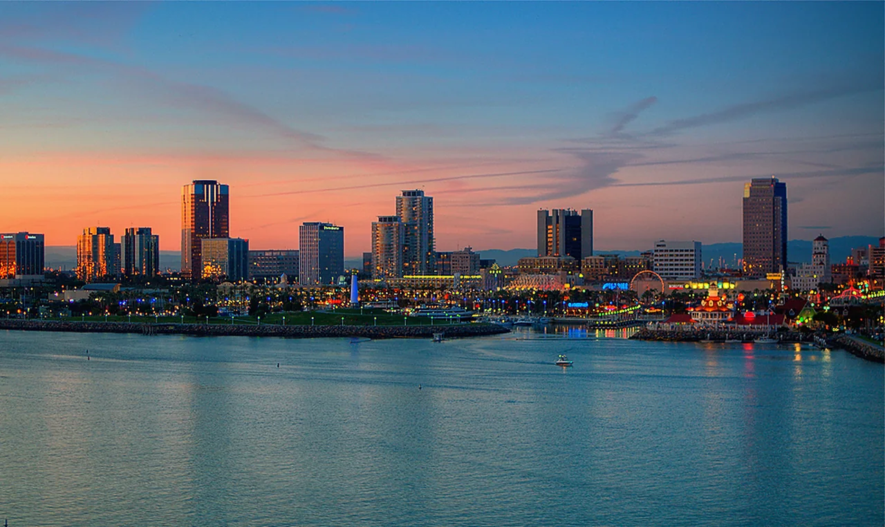 Downtown Long Beach skyline at night