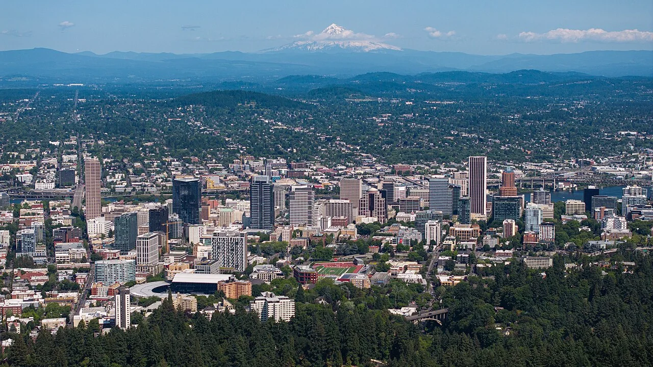 Downtown Portland with Mount Hood in the background